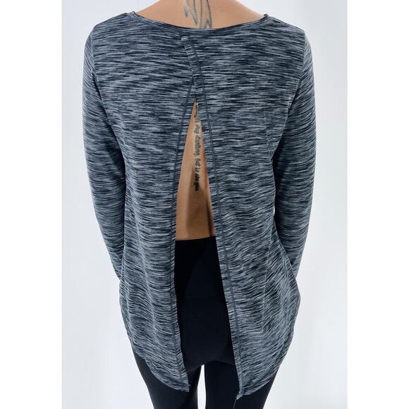 Zyia Heathered Dark Gray Long Sleeve Open Back Activewear Top Size Small - Picture 3 of 3